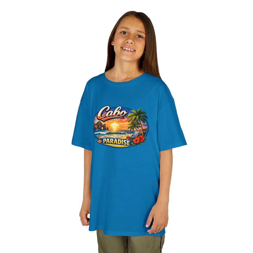 Kids Tee — "Cabo Paradise" Sunset Beach Graphic