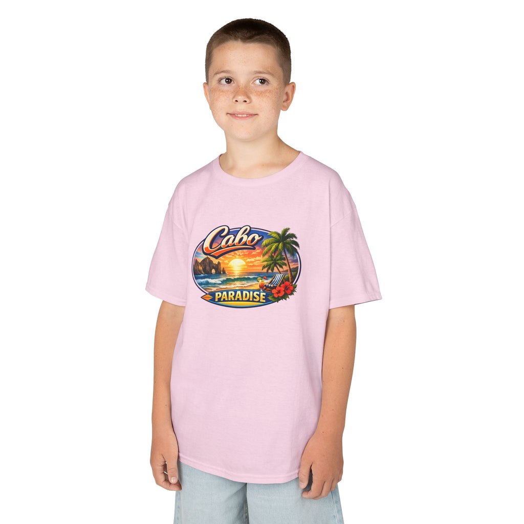 Kids Tee — "Cabo Paradise" Sunset Beach Graphic