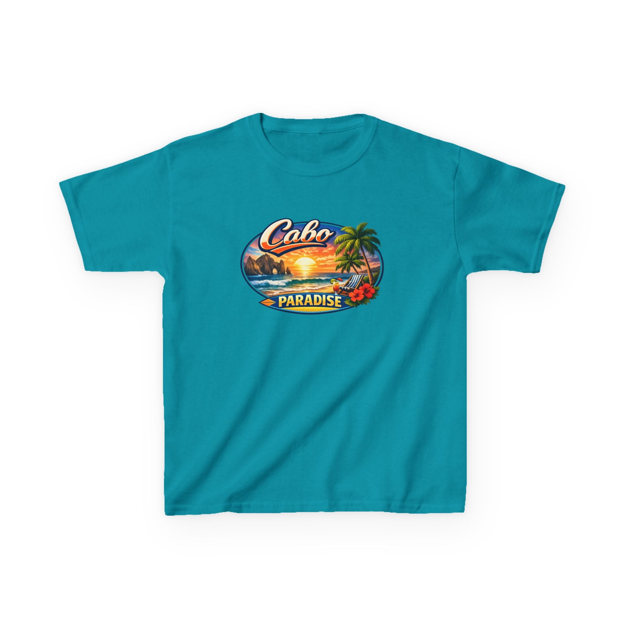 Kids Tee — "Cabo Paradise" Sunset Beach Graphic