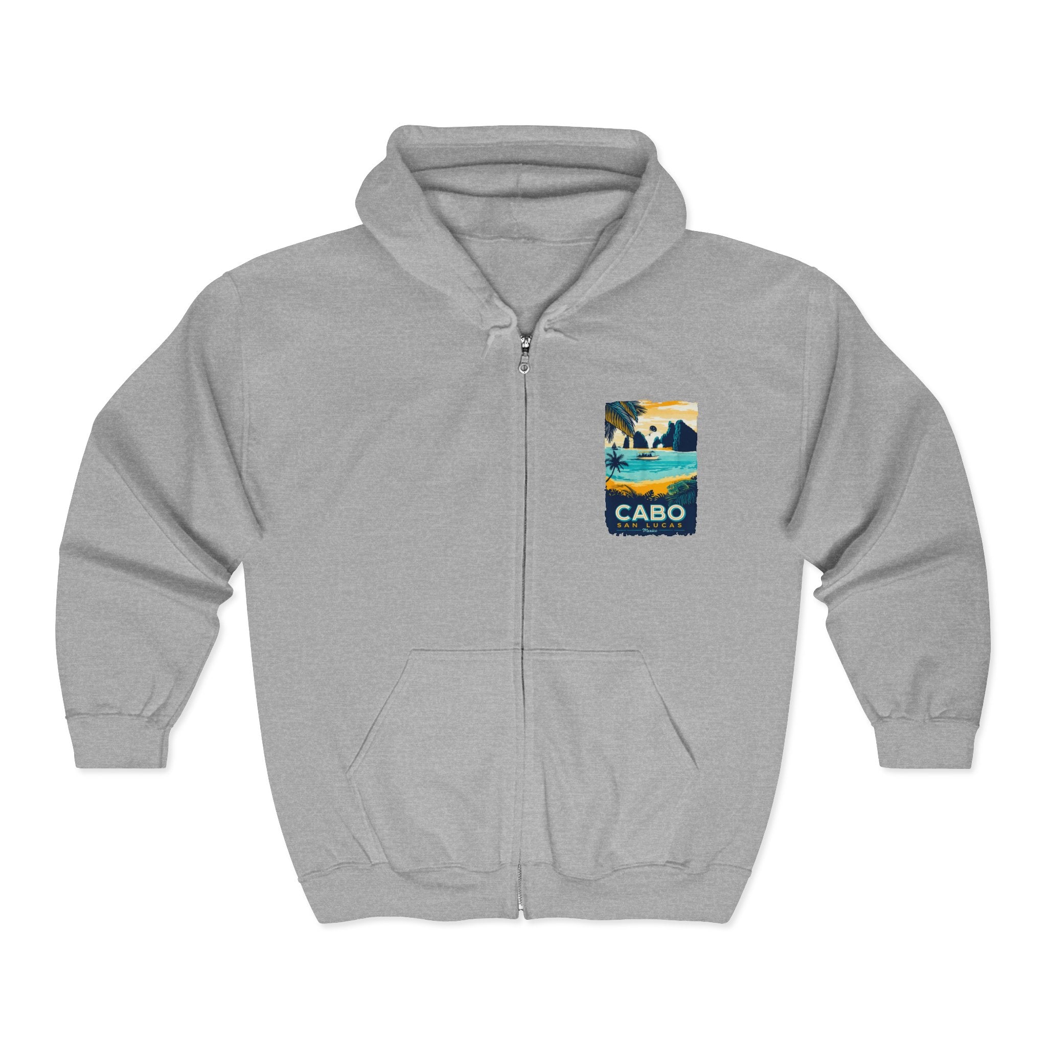 Cabo San Lucas Arch Zip Hoodie — Baja Beach Travel Pullover