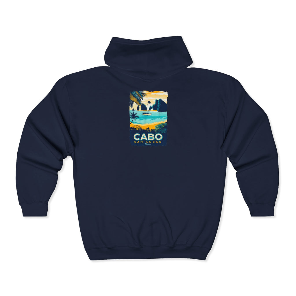 Cabo San Lucas Arch Zip Hoodie — Baja Beach Travel Pullover