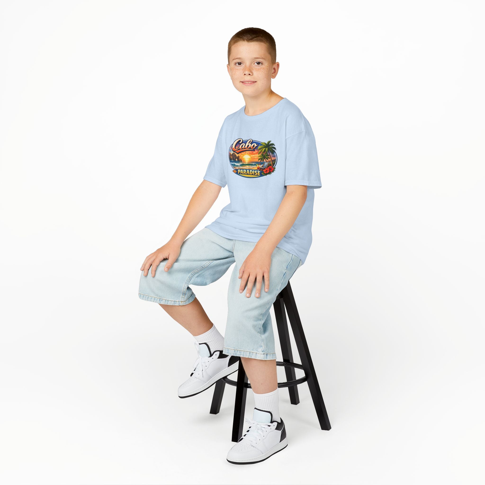 Kids Tee — "Cabo Paradise" Sunset Beach Graphic