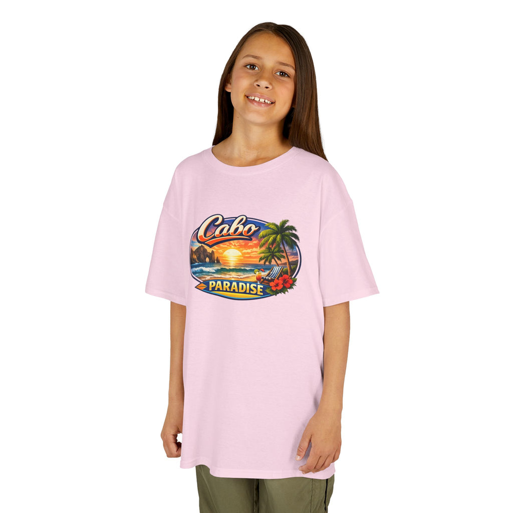 Kids Tee — "Cabo Paradise" Sunset Beach Graphic