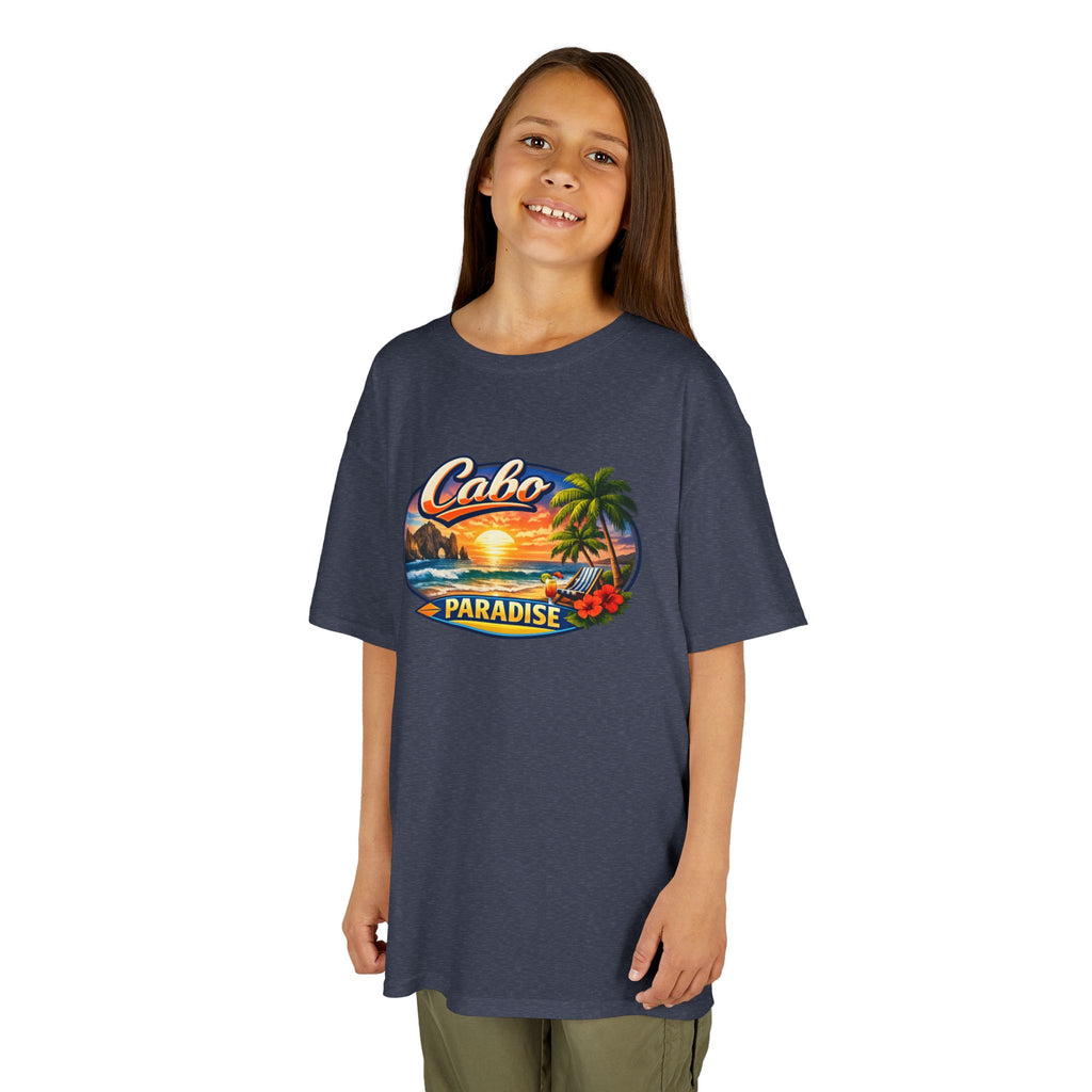 Kids Tee — "Cabo Paradise" Sunset Beach Graphic