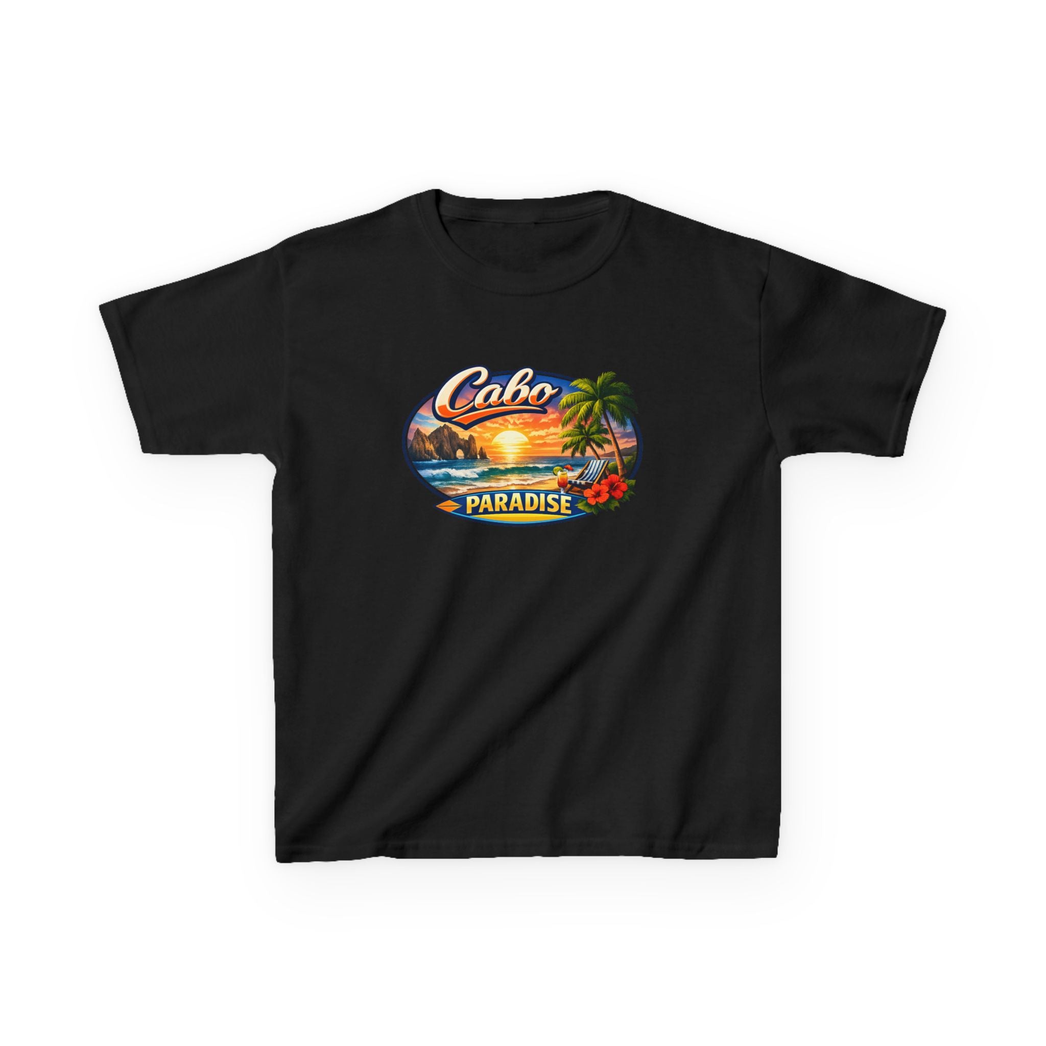 Kids Tee — "Cabo Paradise" Sunset Beach Graphic