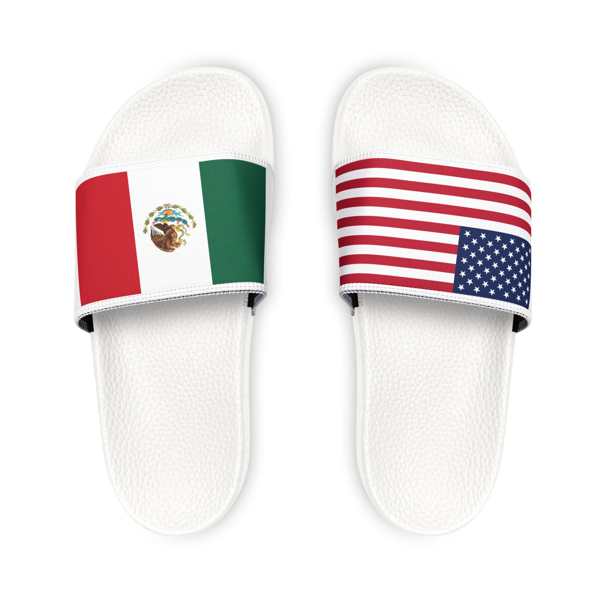 Flag-Striped Slide Sandals — USA & Mexico Removable Strap Slides