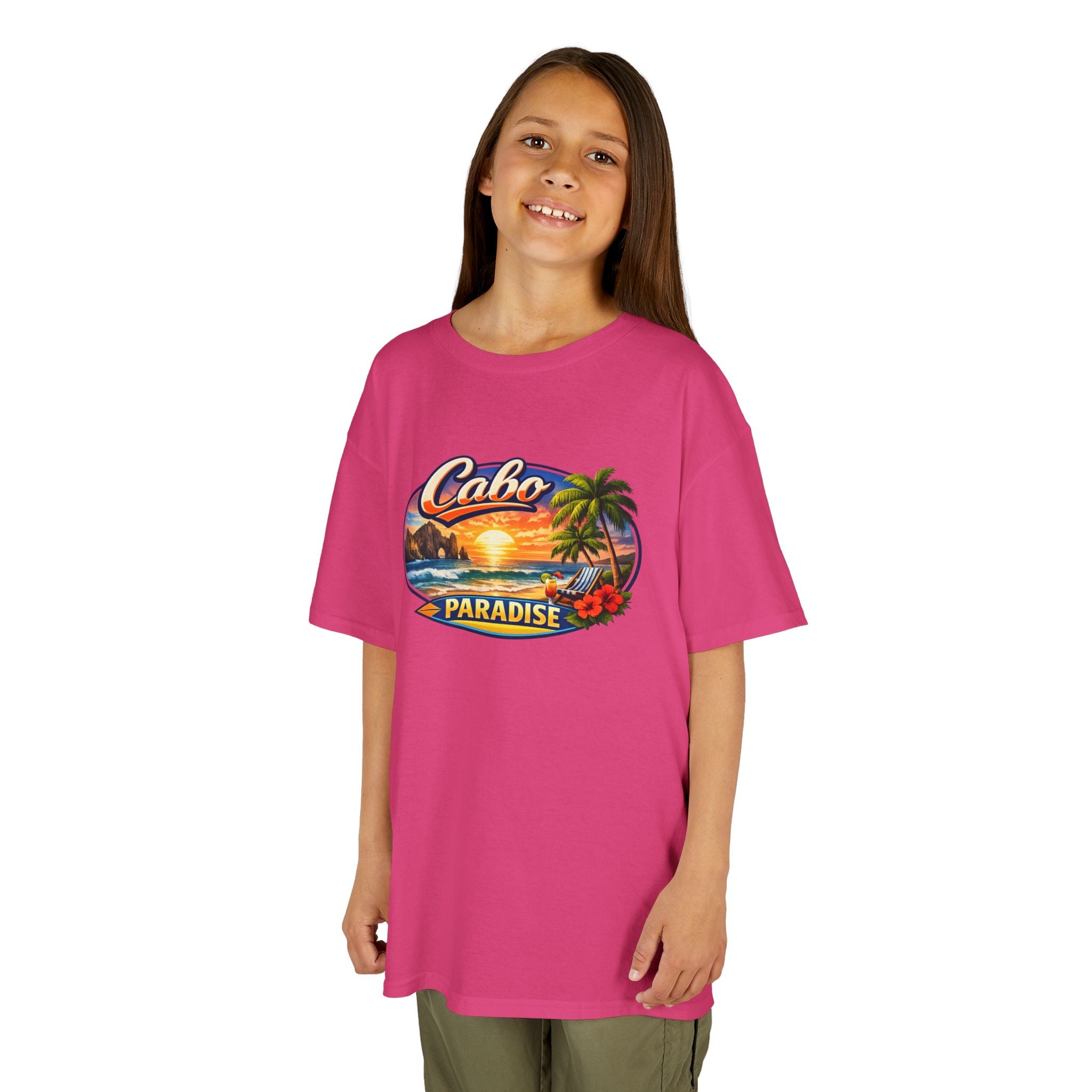Kids Tee — "Cabo Paradise" Sunset Beach Graphic