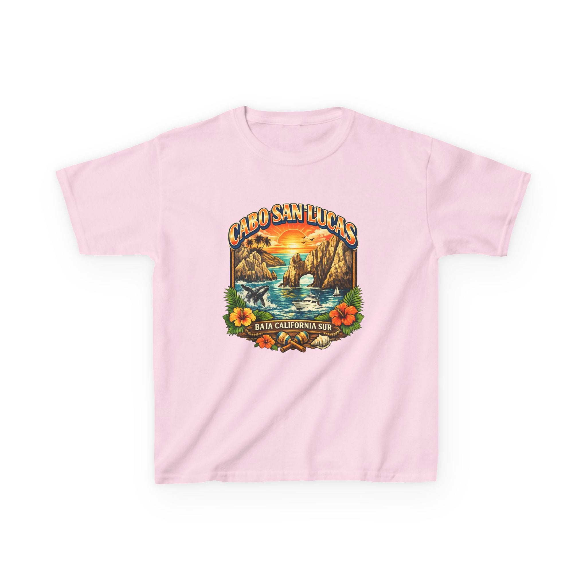 Kids Tee — "Cabo San Lucas" Sunset Tropical Beach Graphic