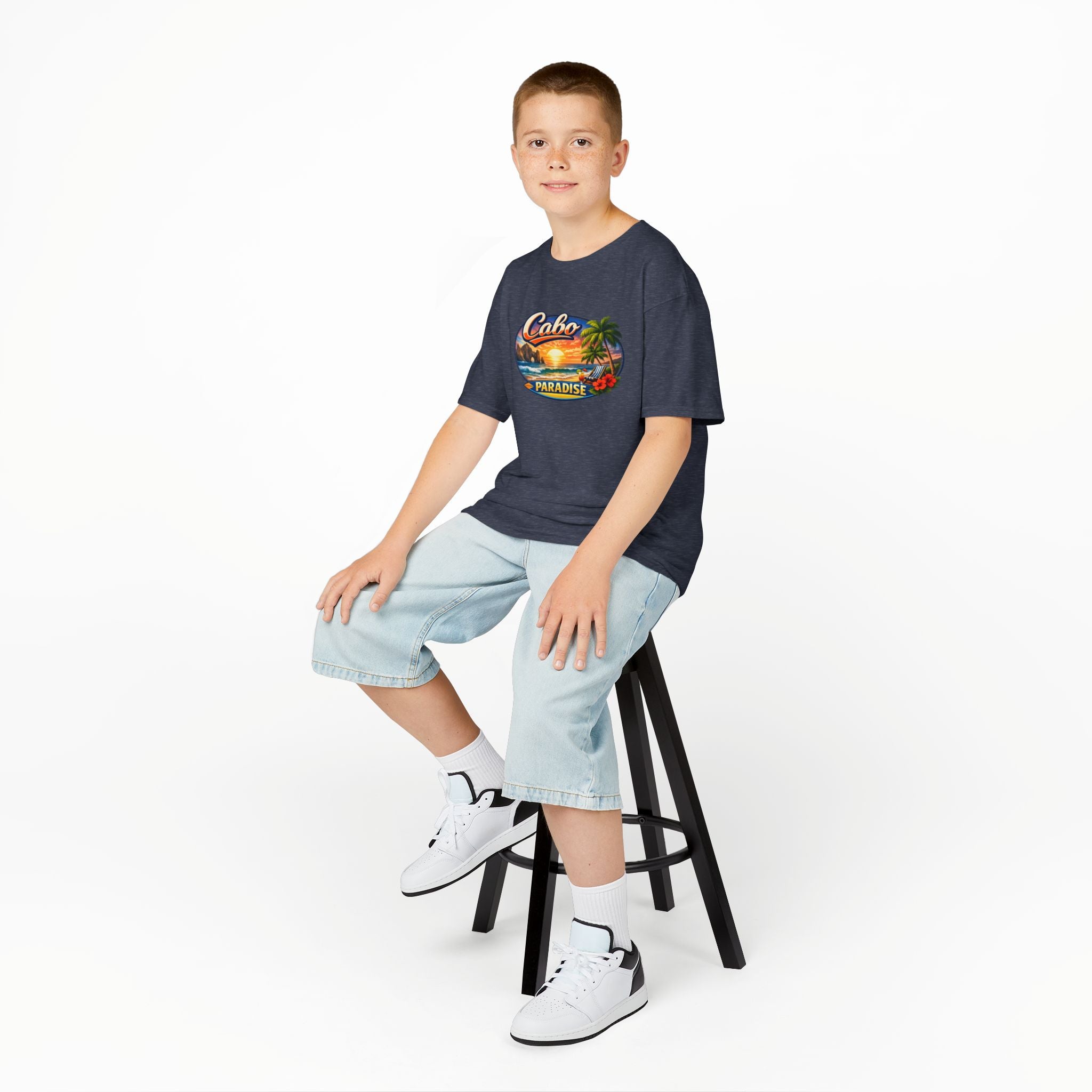 Kids Tee — "Cabo Paradise" Sunset Beach Graphic