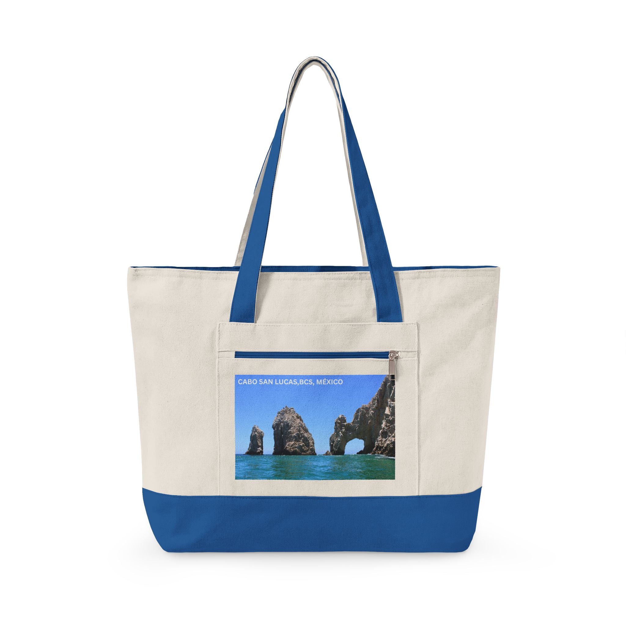 Cabo San Lucas Arch Zippered Canvas Tote — Beach Travel Tote Bag