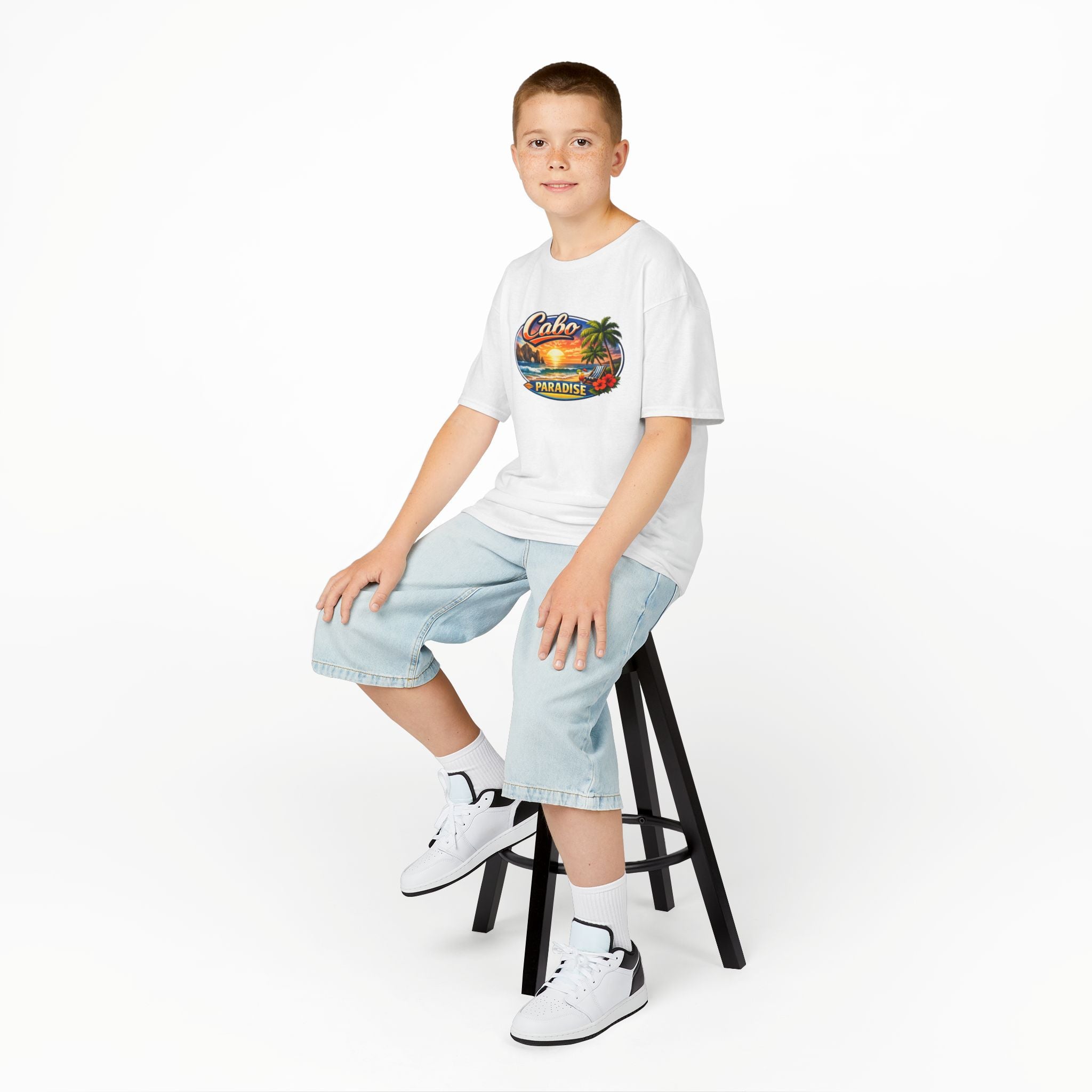 Kids Tee — "Cabo Paradise" Sunset Beach Graphic
