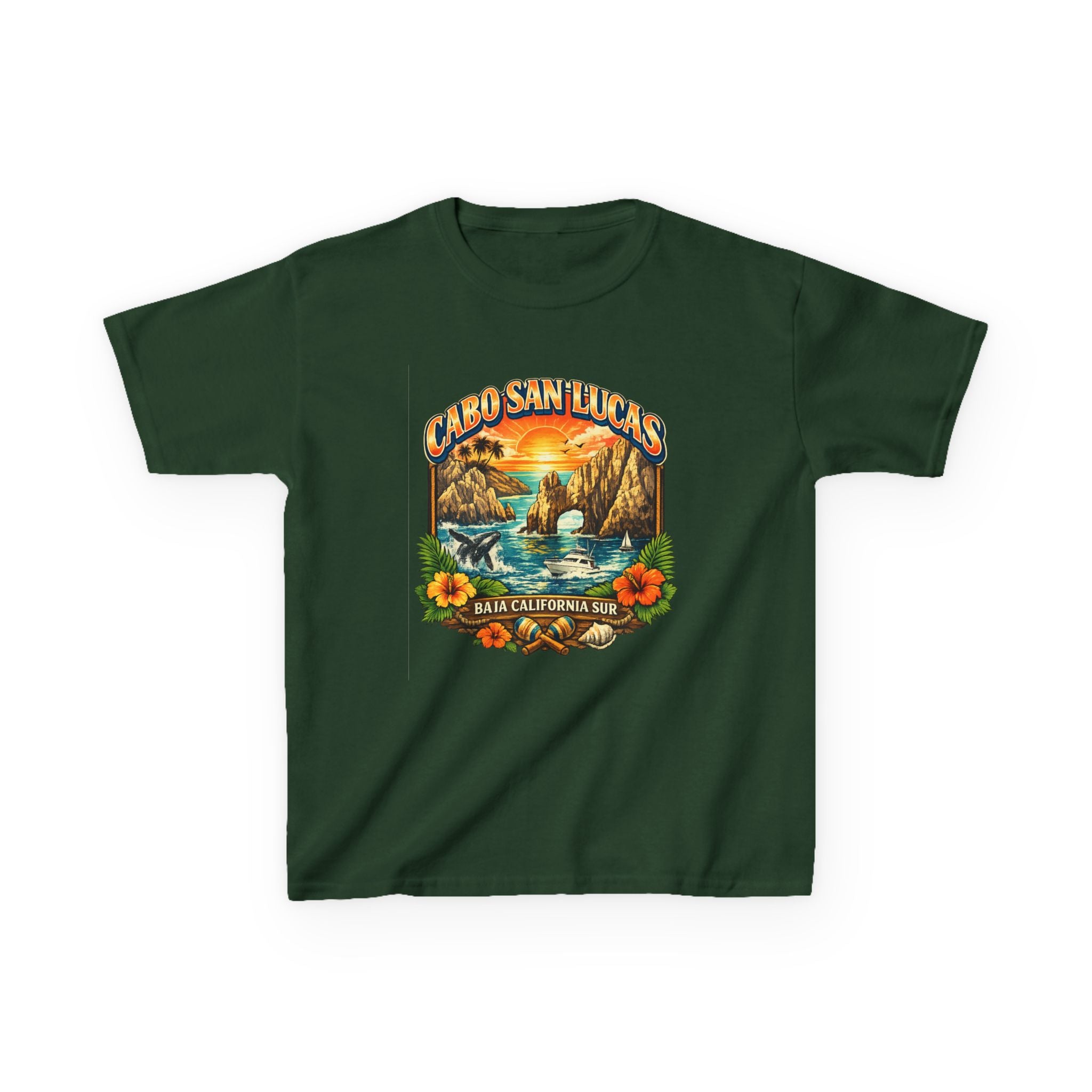 Kids Tee — "Cabo San Lucas" Sunset Tropical Beach Graphic