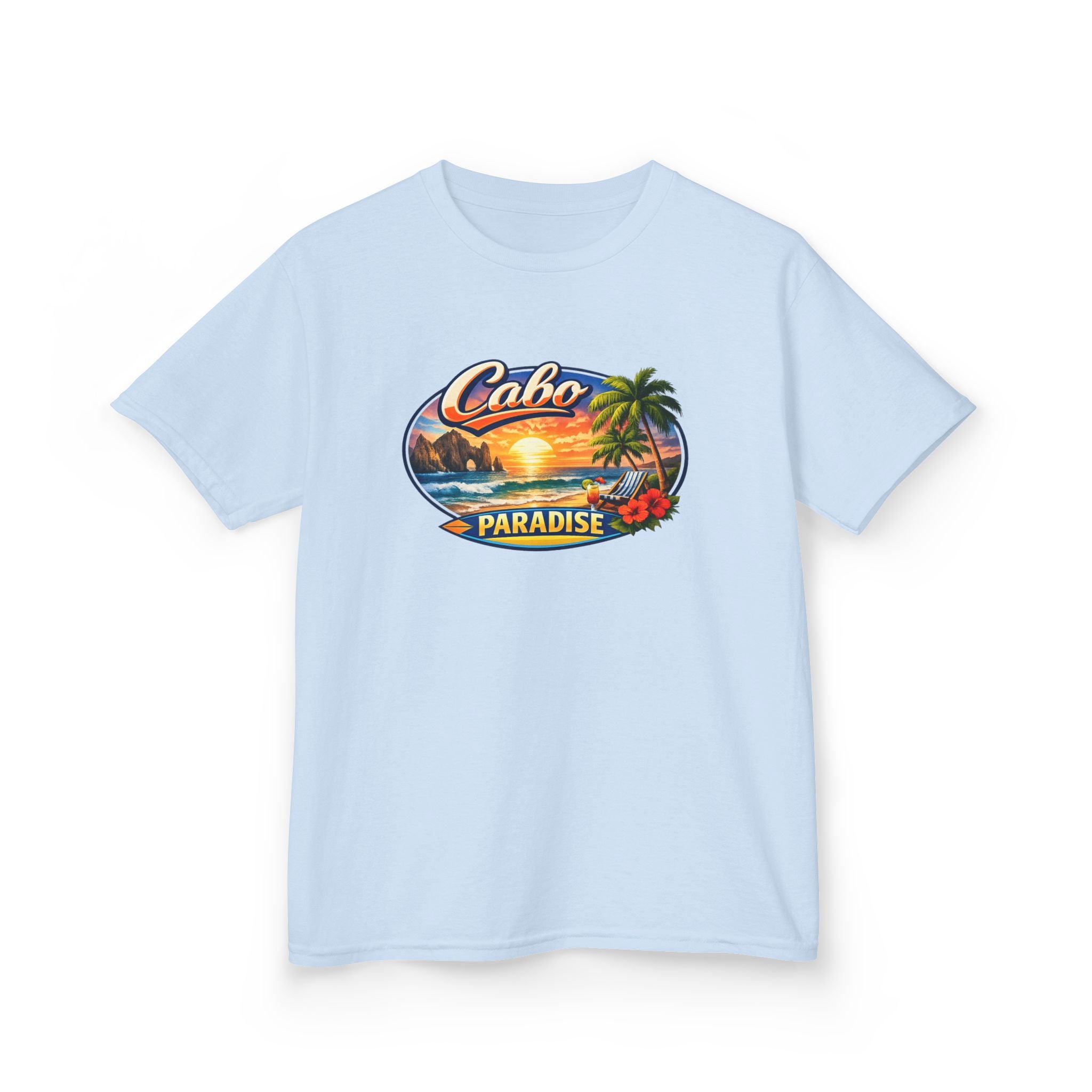 Kids Tee — "Cabo Paradise" Sunset Beach Graphic