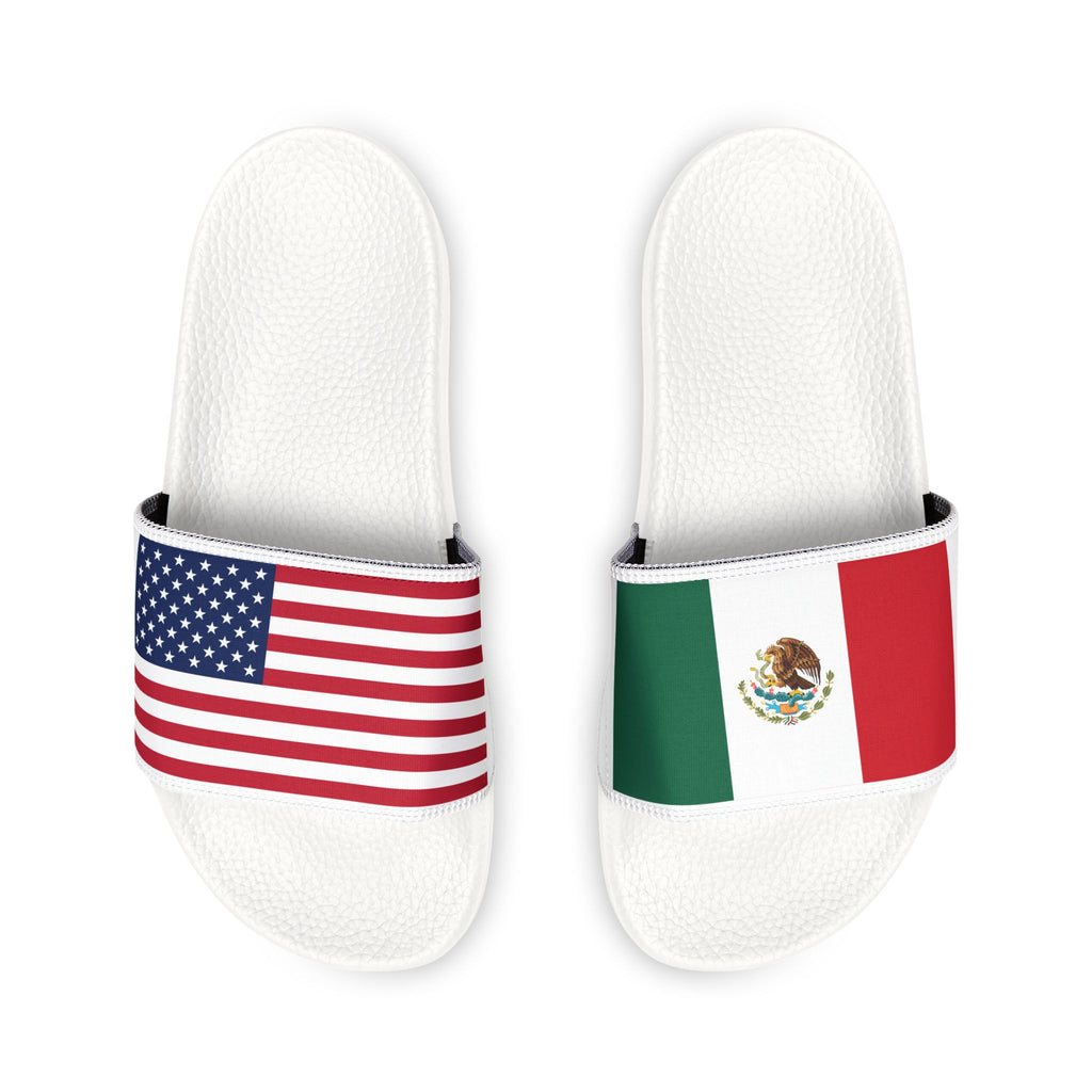 Flag-Striped Slide Sandals — USA & Mexico Removable Strap Slides