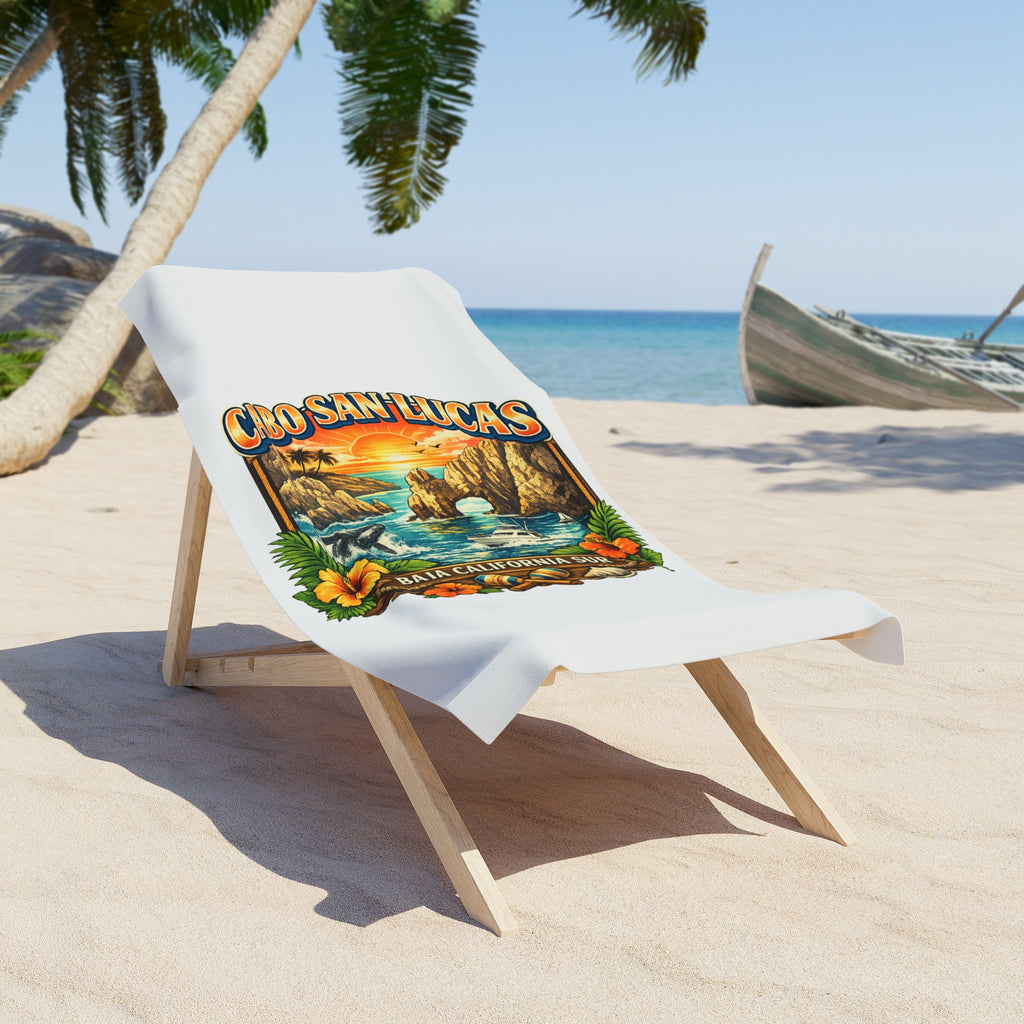 Cabo San Lucas Beach Towel – Vintage Sunset Baja California Surf Design