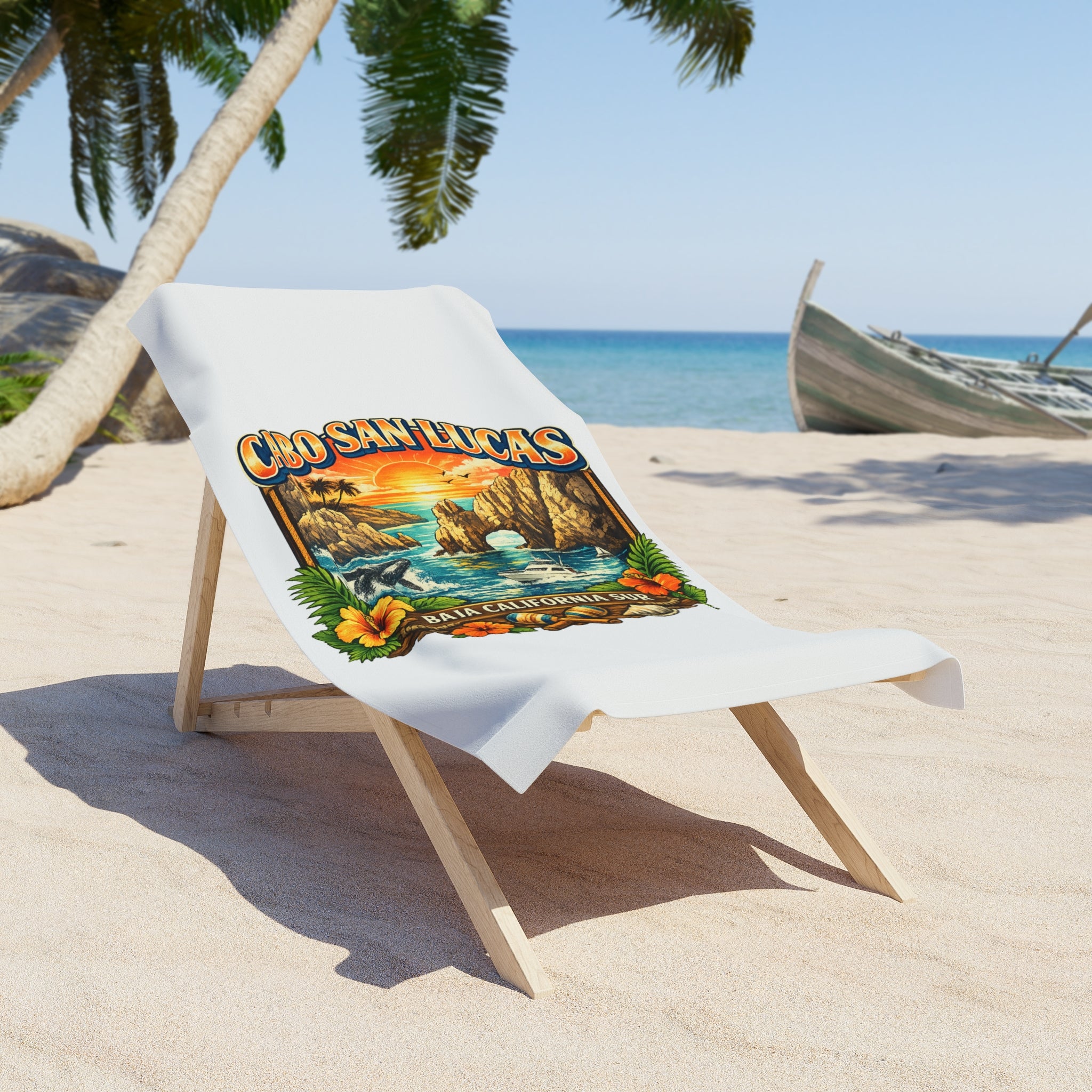 Cabo San Lucas Beach Towel – Vintage Sunset Baja California Surf Design