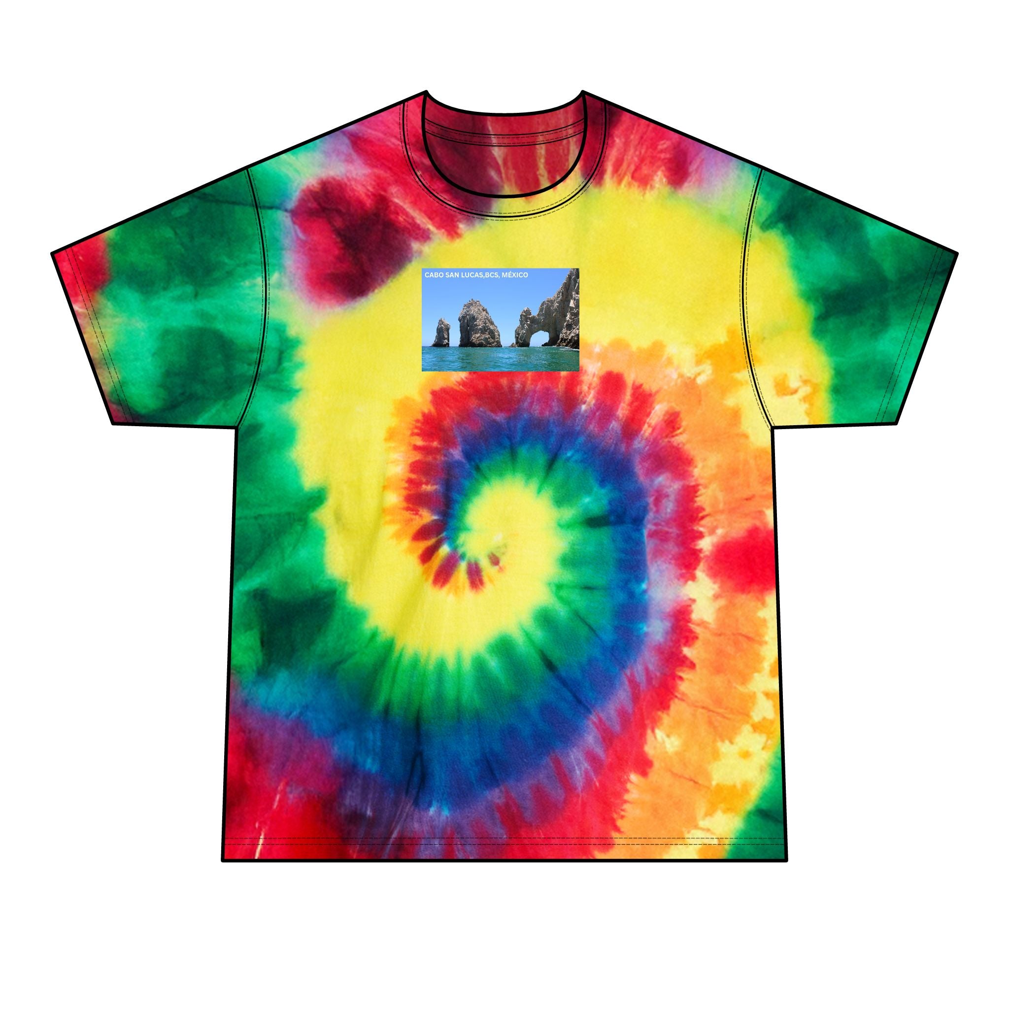 Cabo San Lucas Arch Tie-Dye Tee — Men's Beach Vacation T-Shirt