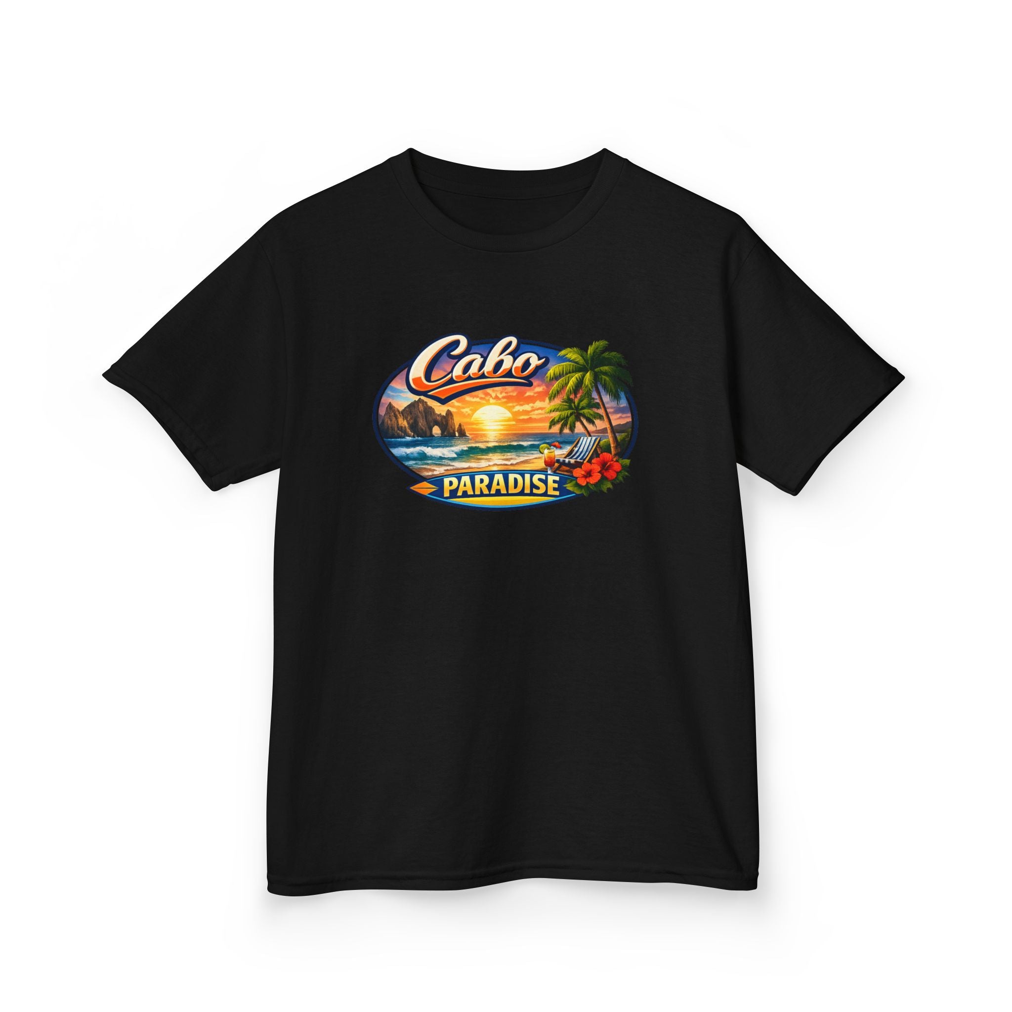 Kids Tee — "Cabo Paradise" Sunset Beach Graphic