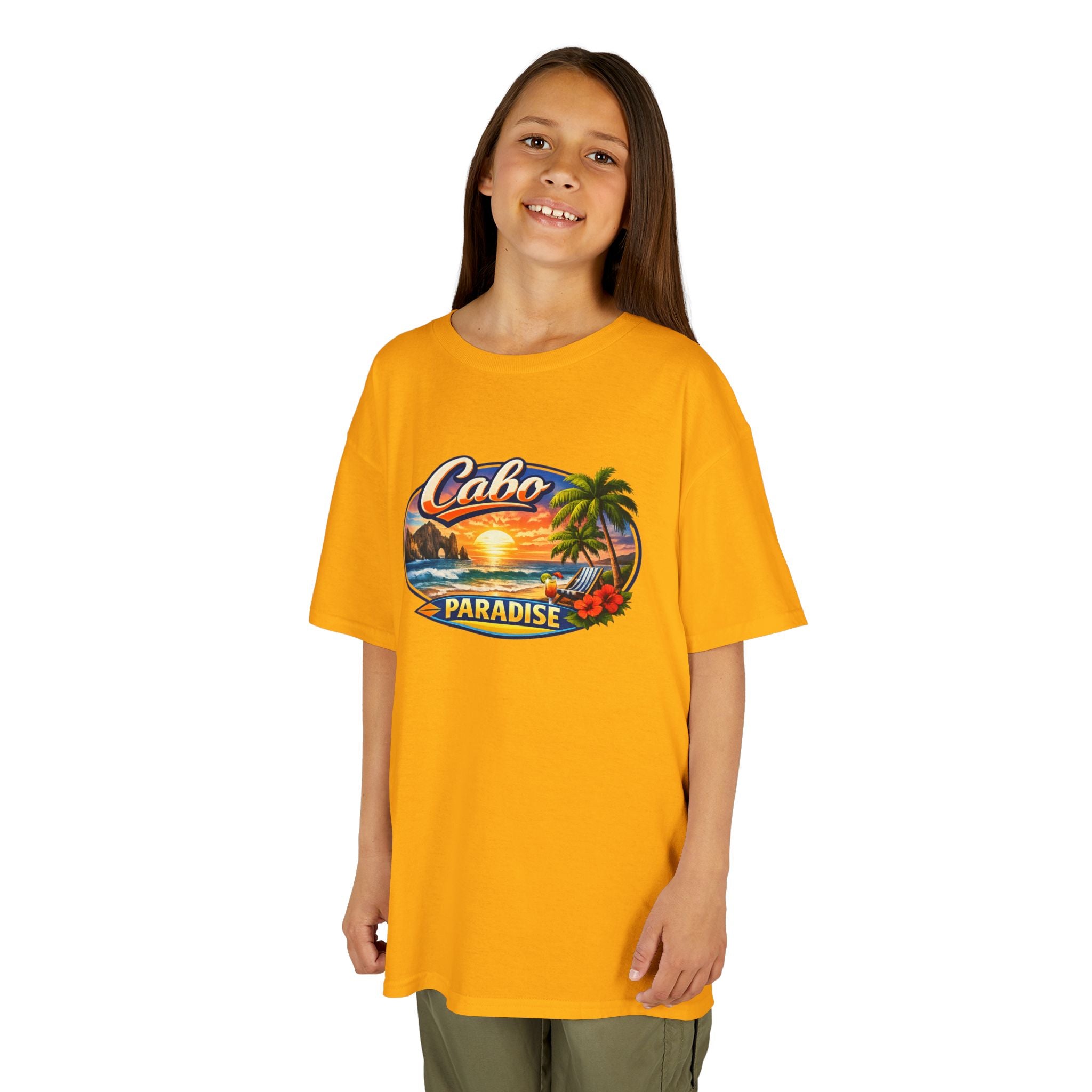 Kids Tee — "Cabo Paradise" Sunset Beach Graphic