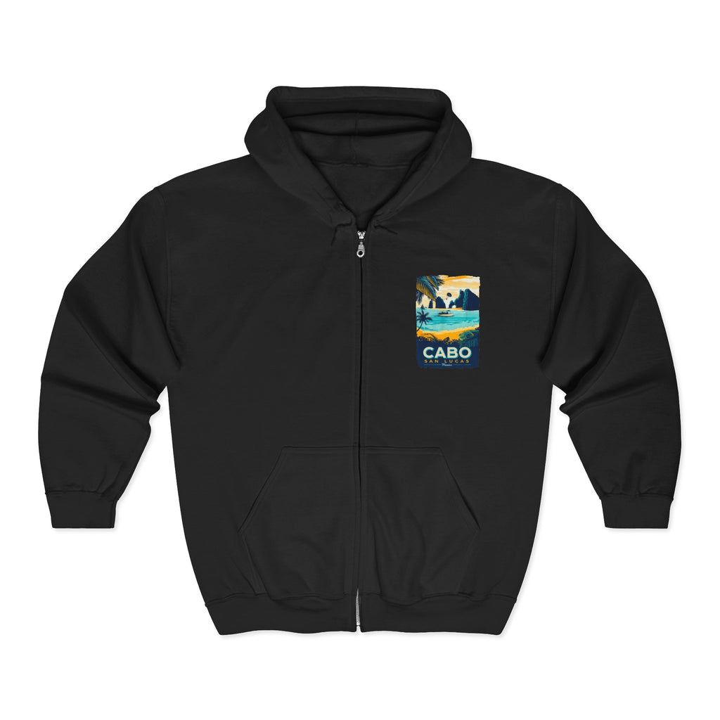 Cabo San Lucas Arch Zip Hoodie — Baja Beach Travel Pullover