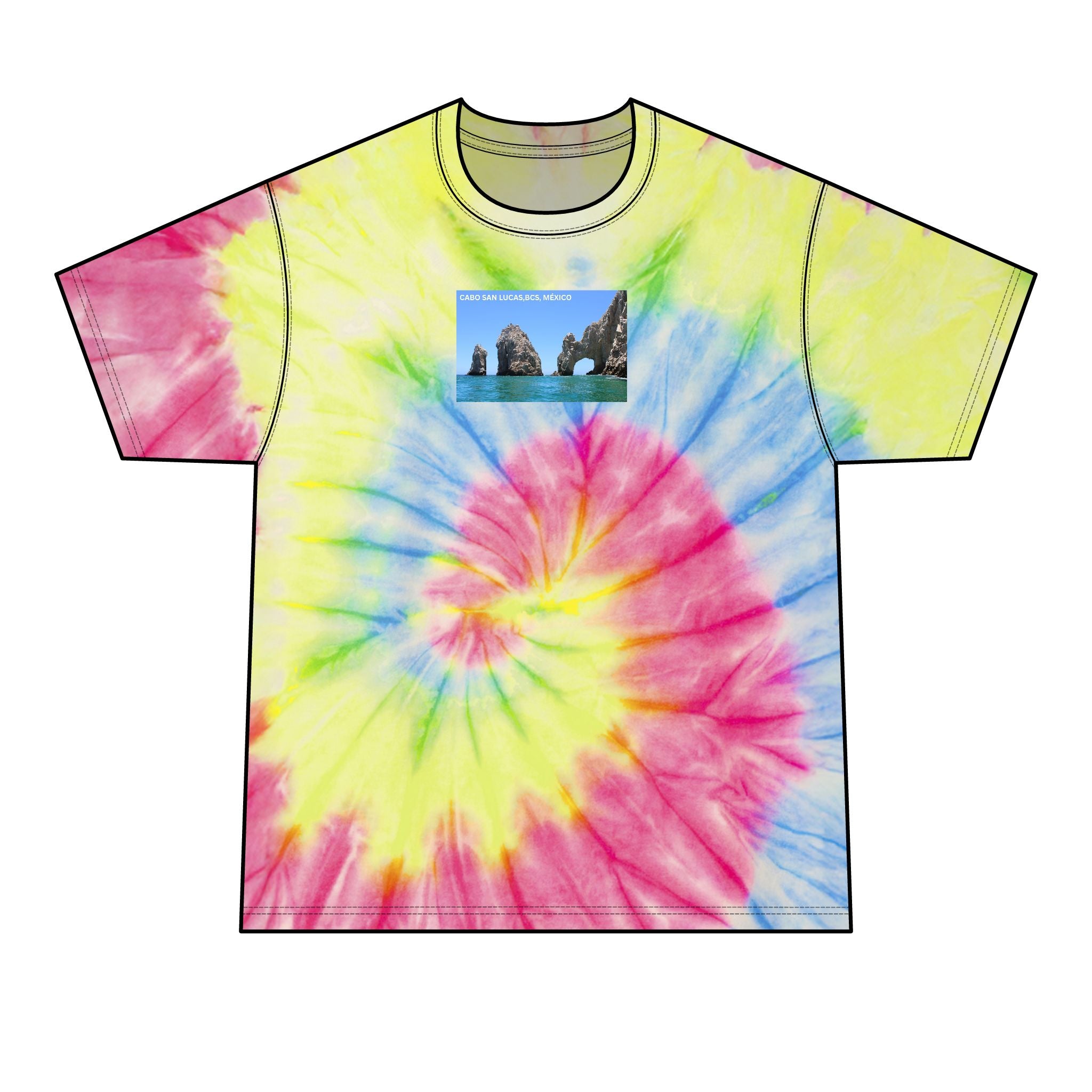 Cabo San Lucas Arch Tie-Dye Tee — Men's Beach Vacation T-Shirt