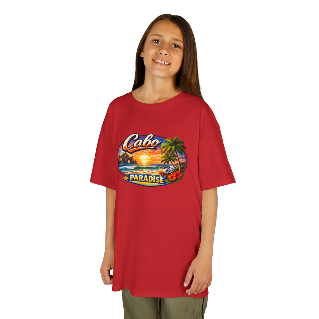 Kids Tee — "Cabo Paradise" Sunset Beach Graphic