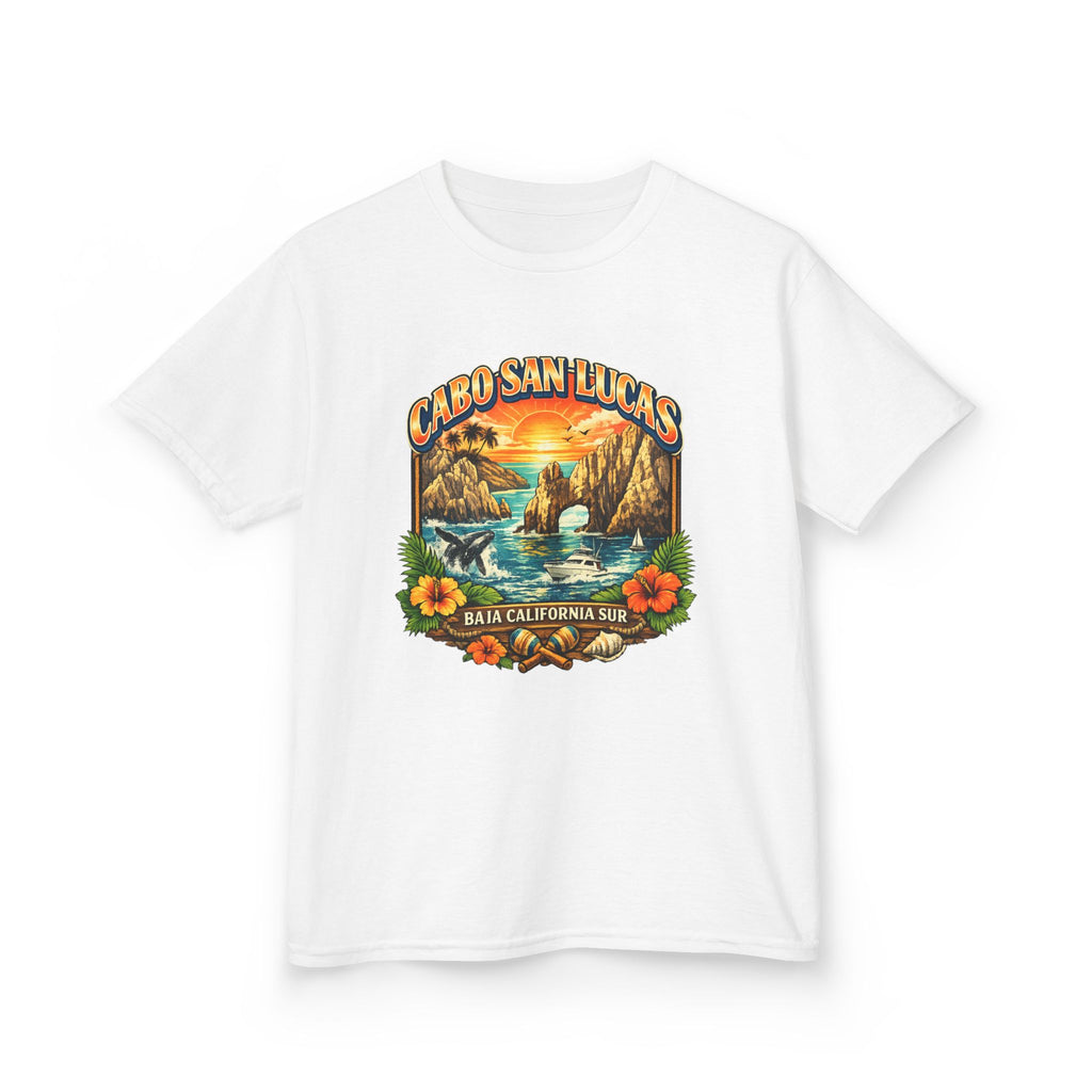 Kids Tee — "Cabo San Lucas" Sunset Tropical Beach Graphic