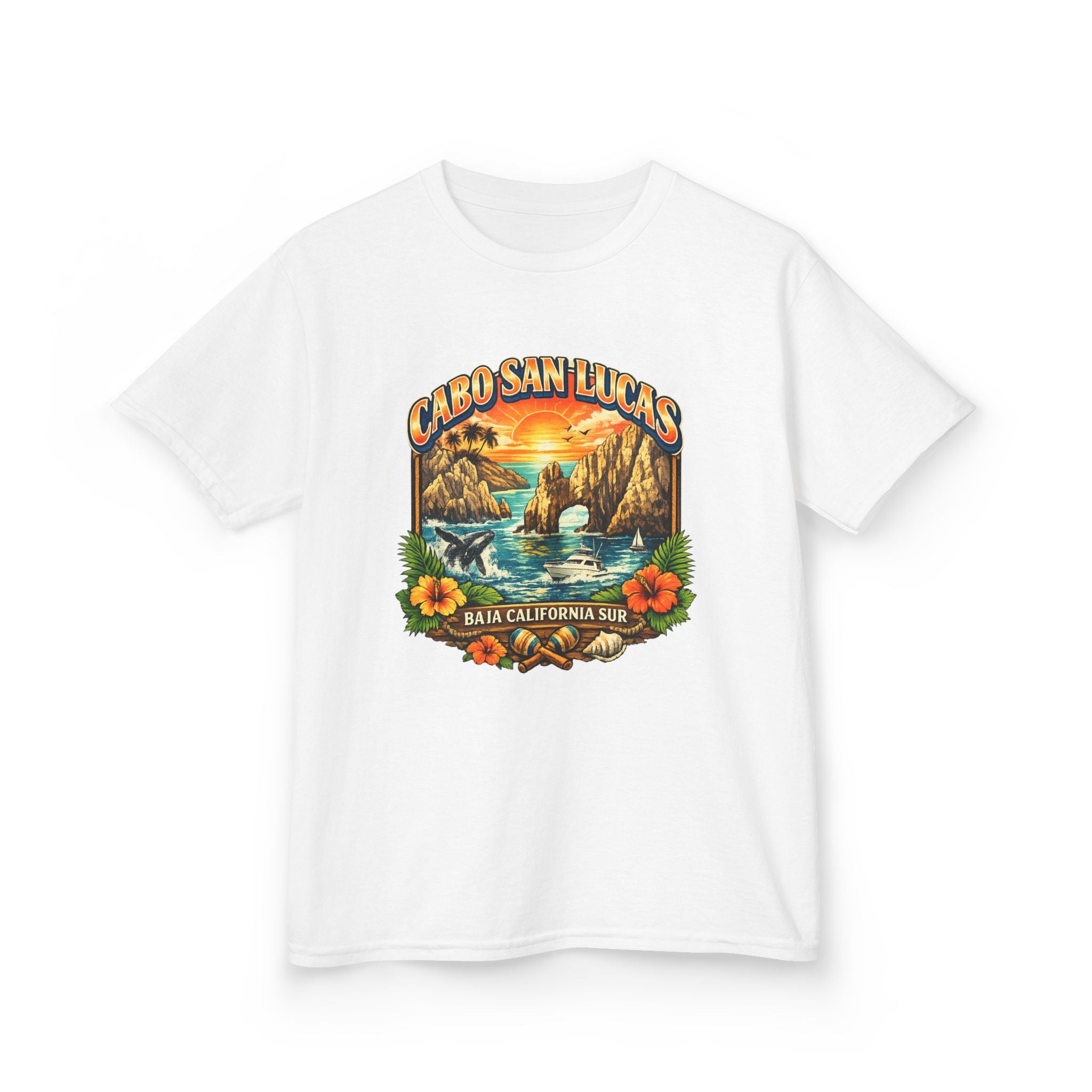 Kids Tee — "Cabo San Lucas" Sunset Tropical Beach Graphic