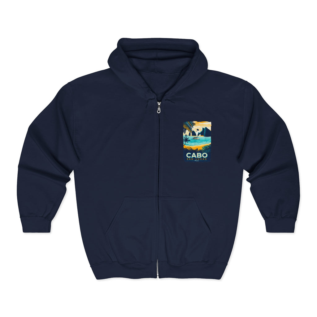 Cabo San Lucas Arch Zip Hoodie — Baja Beach Travel Pullover