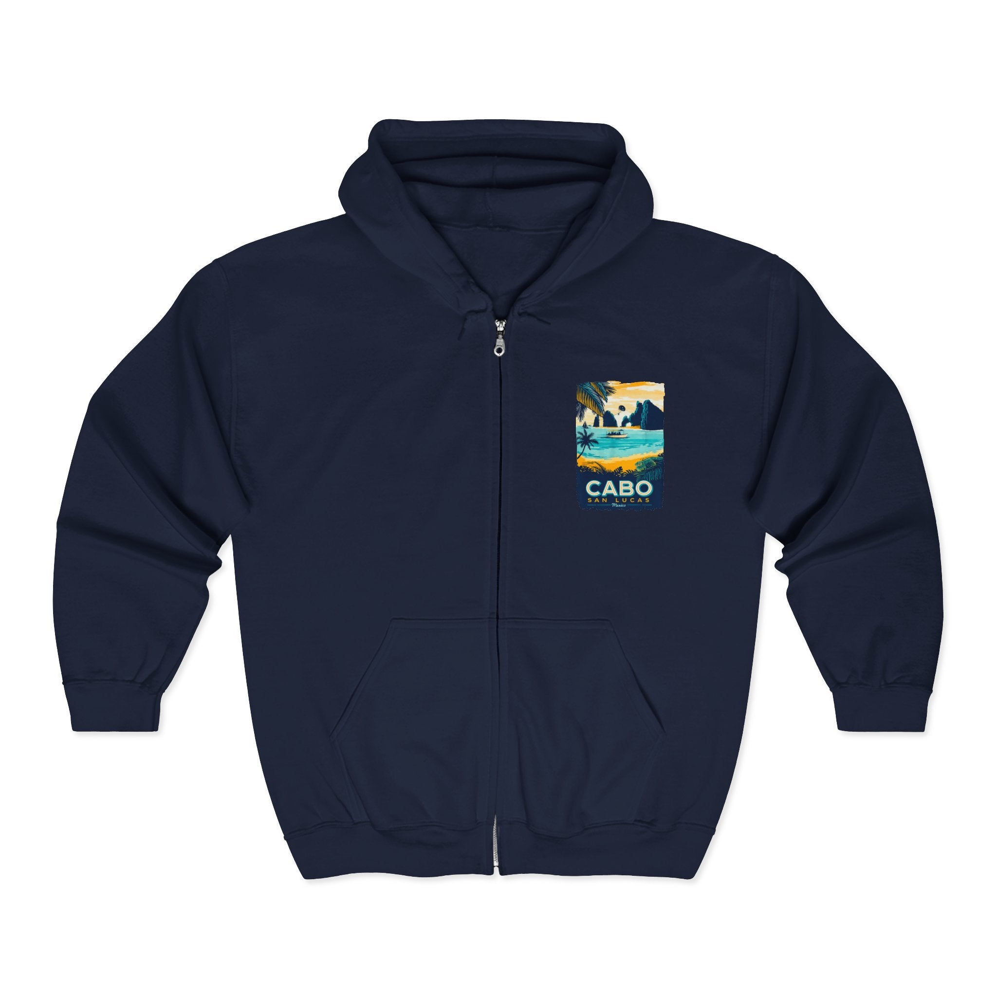 Cabo San Lucas Arch Zip Hoodie — Baja Beach Travel Pullover