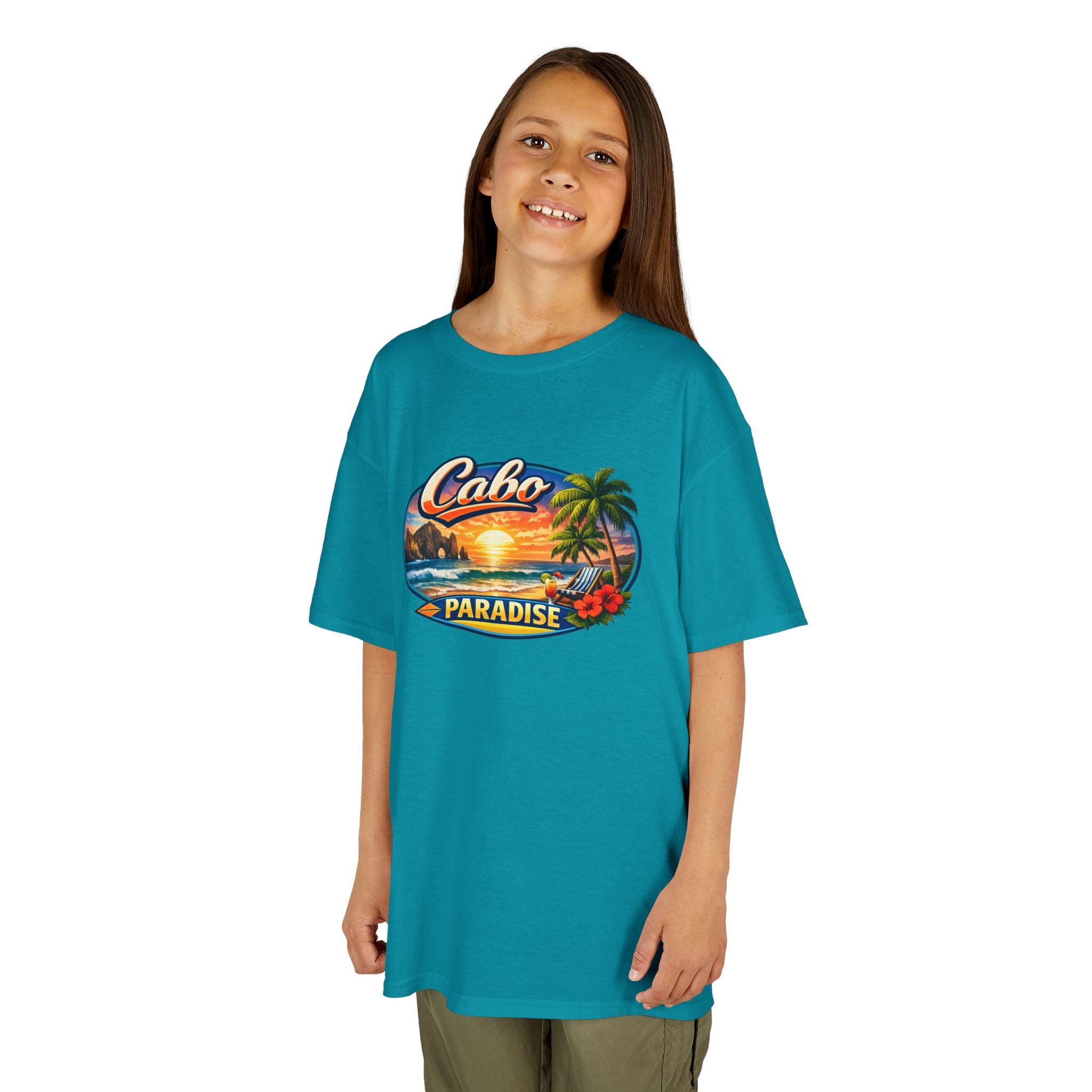Kids Tee — "Cabo Paradise" Sunset Beach Graphic