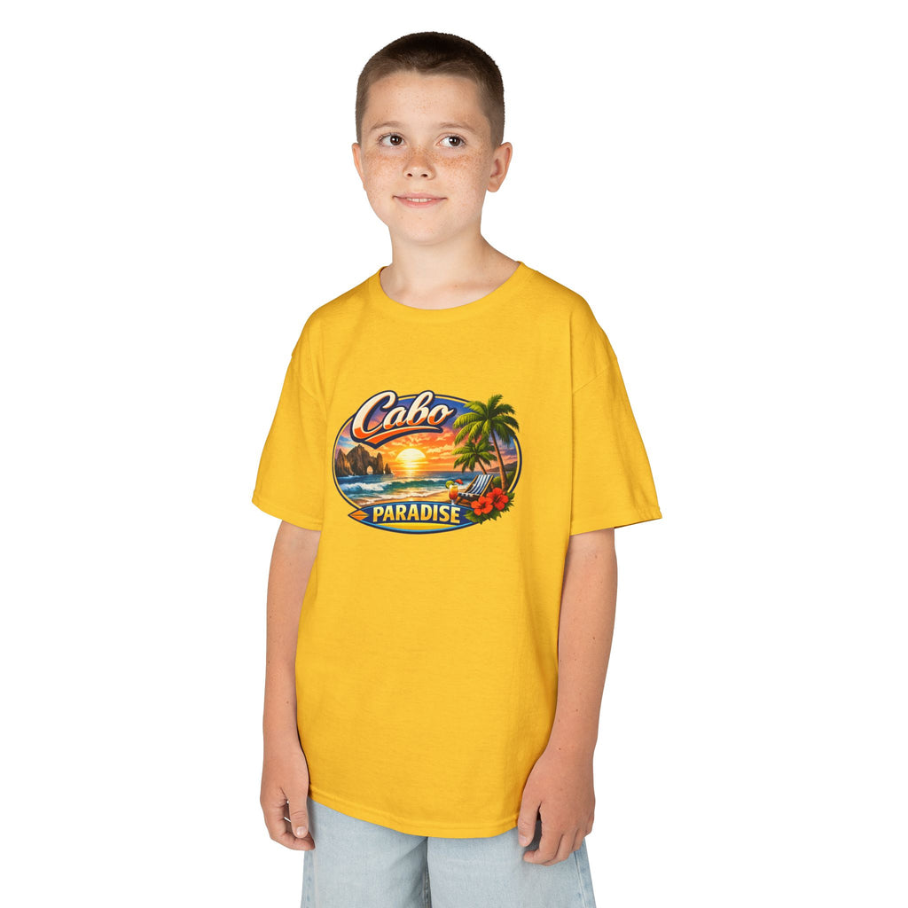 Kids Tee — "Cabo Paradise" Sunset Beach Graphic