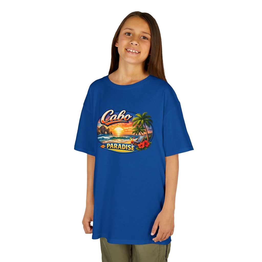 Kids Tee — "Cabo Paradise" Sunset Beach Graphic