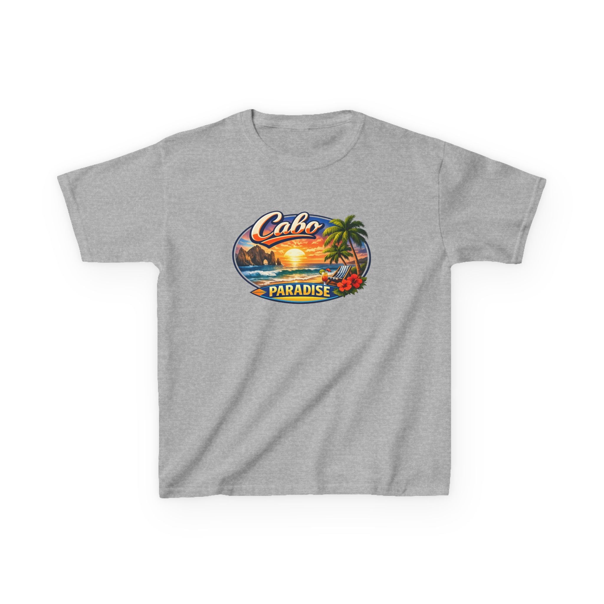 Kids Tee — "Cabo Paradise" Sunset Beach Graphic