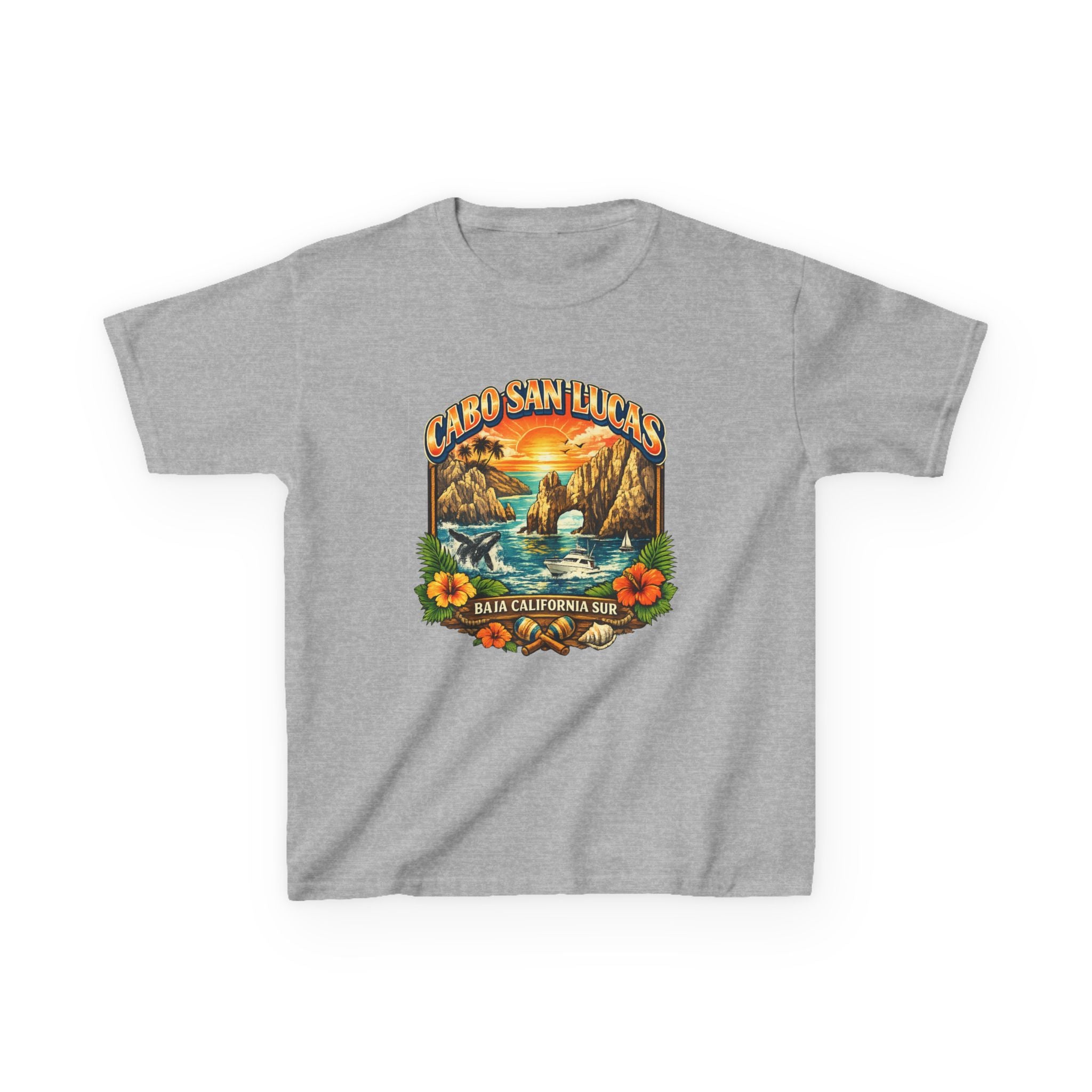 Kids Tee — "Cabo San Lucas" Sunset Tropical Beach Graphic