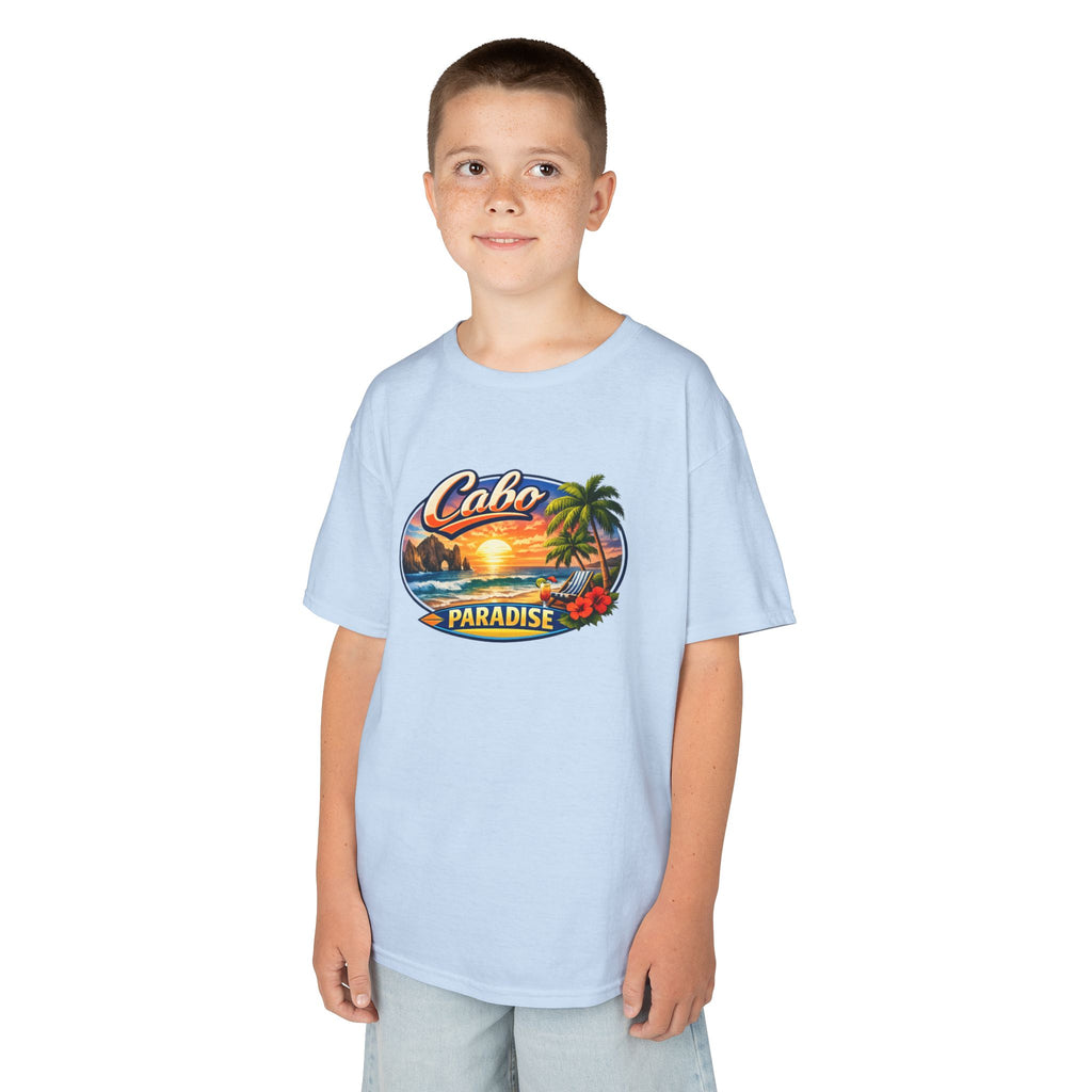 Kids Tee — "Cabo Paradise" Sunset Beach Graphic