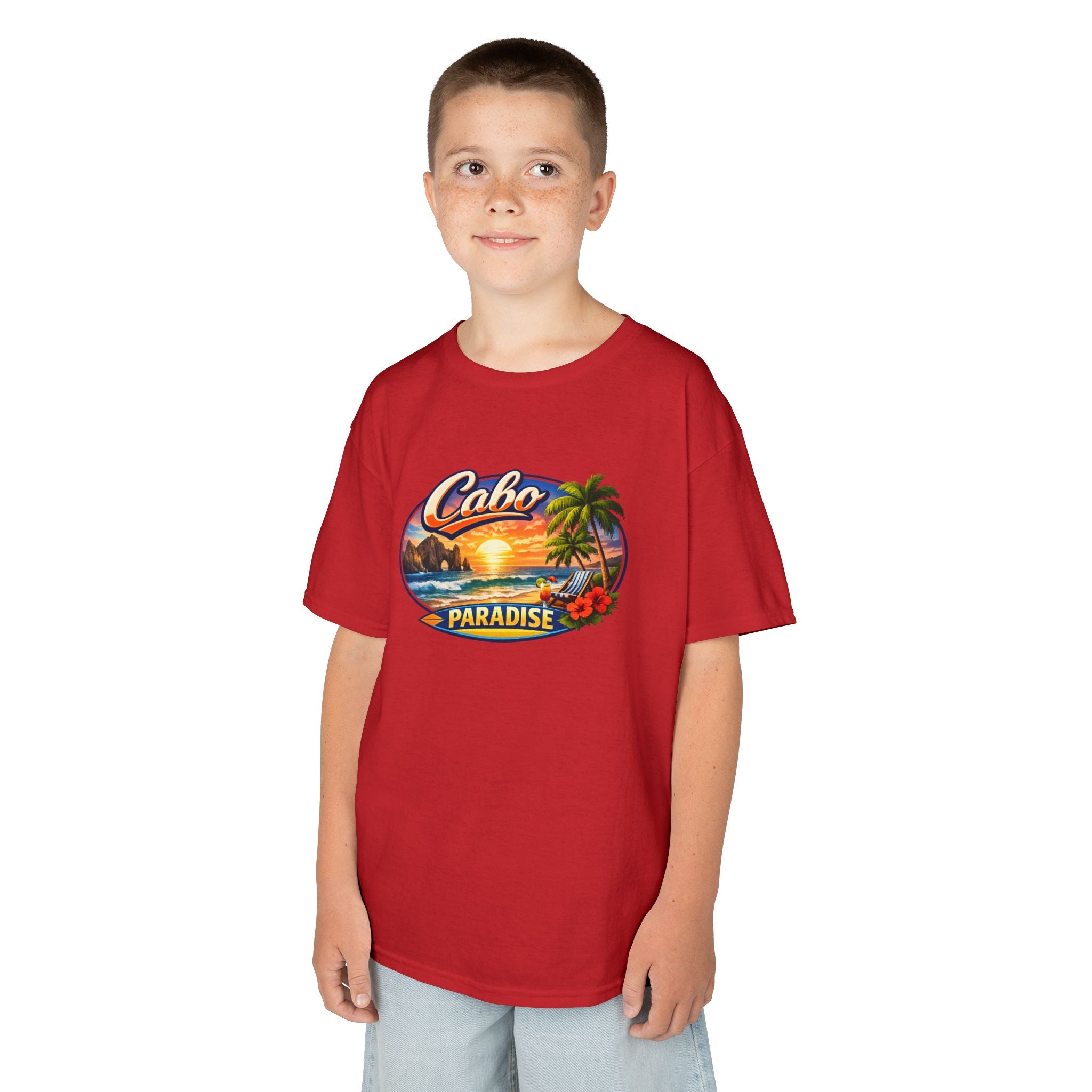 Kids Tee — "Cabo Paradise" Sunset Beach Graphic
